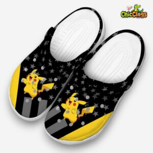 Pikachu Pokemon Stellar Stripes Theme 3D Printed Classic Crocs Shoes - Image 2
