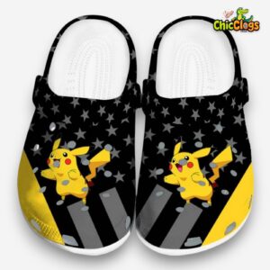 Pikachu Pokemon Stellar Stripes Theme 3D Printed Classic Crocs Shoes - Image 3