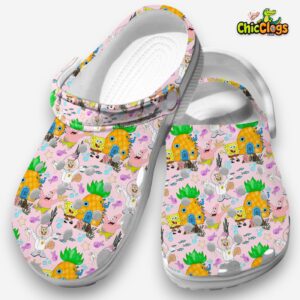 Playful Spongebob Marine World Pink Cartoon Classic Crocs - Image 2