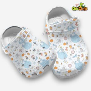 Pretty White Sandals Cinderella Princess Cartoon 3D Printed Classic Crocs Shoes - Image 3