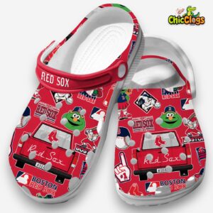 Red Sox MLB Baseball Team Red Crocs For Kids & Adults - Image 2