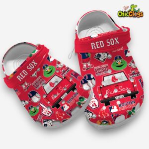 Red Sox MLB Baseball Team Red Crocs For Kids & Adults - Image 3