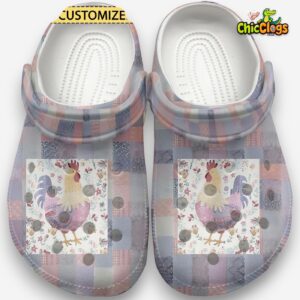 Rooster And Flower Check Board Classic Crocs - Image 2