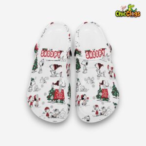Snoopy Merry & Bright Merry Chirtsmas White Clogs Shoes - Image 1