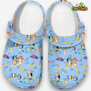 Soft & Comfortable Blue Shoes Bluey Family Summer Vacation Cartoon Clogs - Image 2