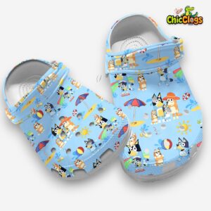 Soft & Comfortable Blue Shoes Bluey Family Summer Vacation Cartoon Clogs - Image 3