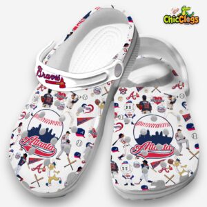 Soft & Durable Atlanta Braves MLB Team White Unisex Clogs - Image 2