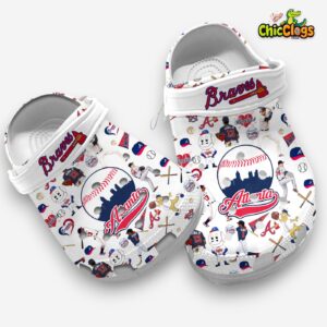 Soft & Durable Atlanta Braves MLB Team White Unisex Clogs - Image 3