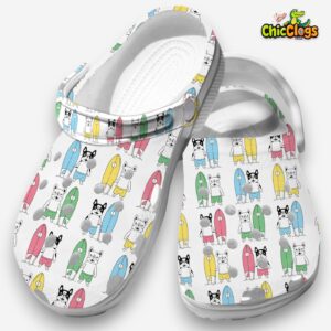 Soft & Durable French Bulldogs Go Surfing Classic Clogs Shoes - Image 2