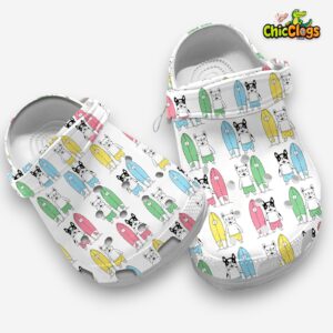 Soft & Durable French Bulldogs Go Surfing Classic Clogs Shoes - Image 3