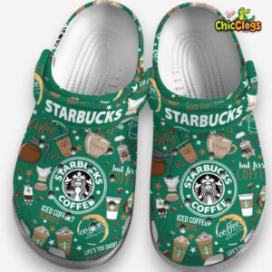 Soft & Durable Starbucks Coffee Green Clogs Shoes - Image 1