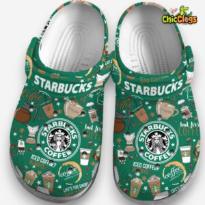 Soft & Durable Starbucks Coffee Green Clogs Shoes - Image 2