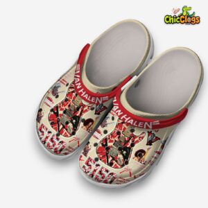 Stylish Beige EVH Shoes Van Halen Music 3D Printed Classic Crocs Shoes - Image 2
