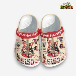 Stylish Beige EVH Shoes Van Halen Music 3D Printed Classic Crocs Shoes - Image 3
