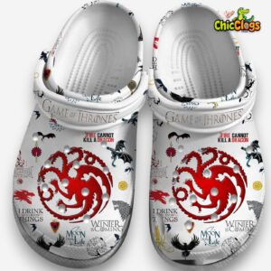 Stylish White Shoes House Of Dragon Movie 3D Printed Classic Crocs Shoes - Image 3