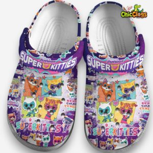 Superkitties Cartoon Purple Classic Crocs - Image 1