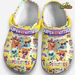 Superkitties Cartoon Yellow Unisex Crocs Clog Shoes - Image 1