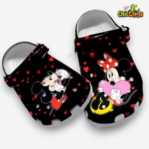Sweet Couple Mickey And Minnie Black Clogs Shoes - Image 3