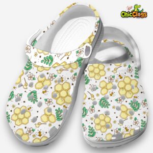 Sweety Honey Comb Bee Pattern Animals White Classic Crocs - Image 2