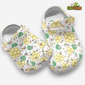 Sweety Honey Comb Bee Pattern Animals White Classic Crocs - Image 3