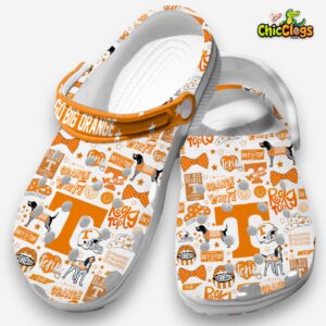 Tennessee Volunteers Go Big Orange White Crocs For Kids & Adults - Image 1