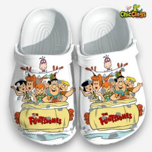 The Flinstones Cartoon Family White Classic Crocs - Image 1